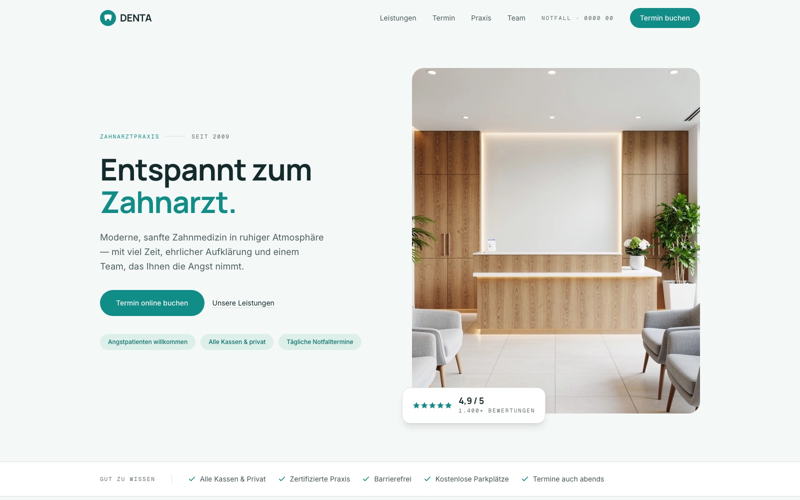 DENTA — Entspannt zum Zahnarzt. DENTA — Entspannt zum Zahnarzt.