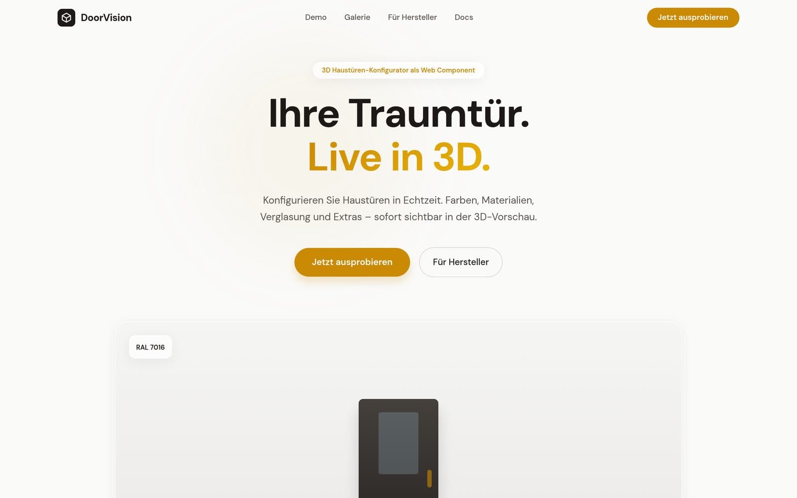 DoorVision 3D — 3D-Konfigurator für Türen & Fenster