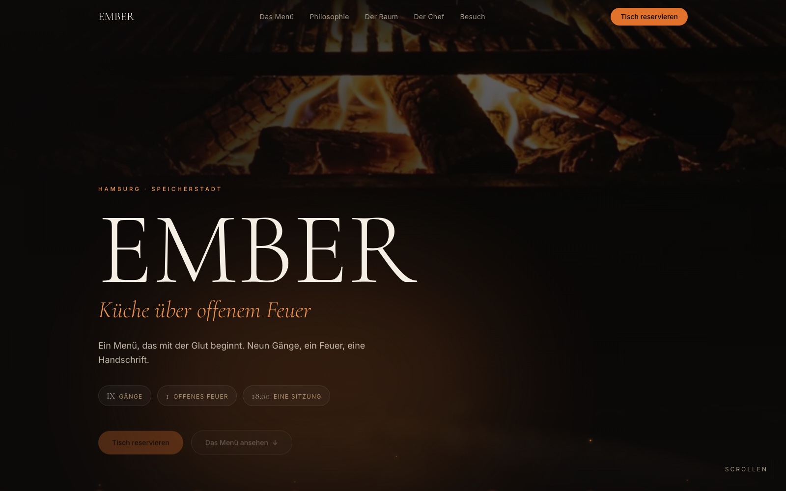 EMBER — Küche über offenem Feuer. EMBER — Küche über offenem Feuer.