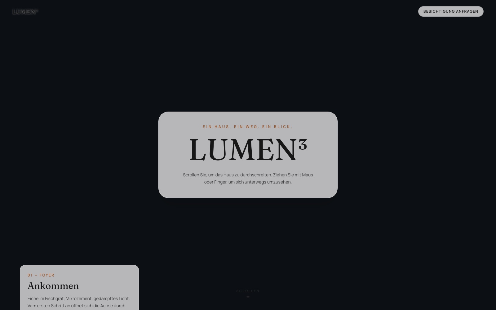 LUMEN³ — Ein Haus. Ein Weg. Ein Blick. LUMEN³ — Ein Haus. Ein Weg. Ein Blick.