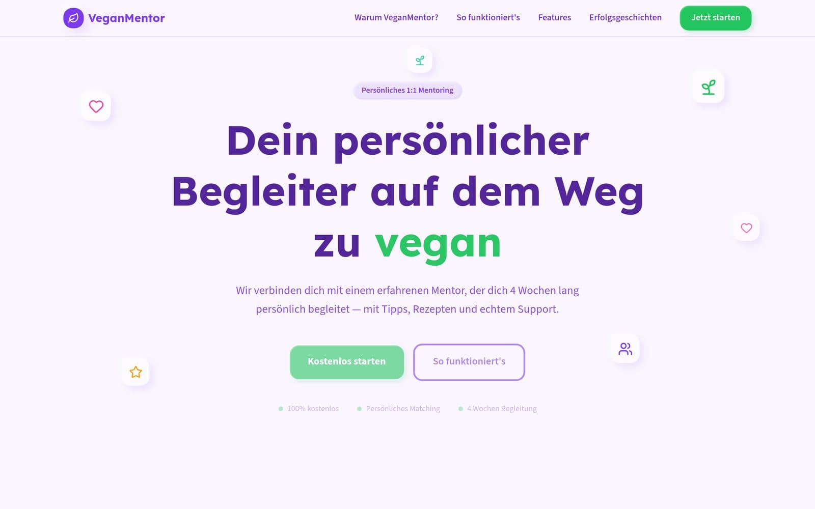 VeganMentor — Mentoring-Plattform mit Matching